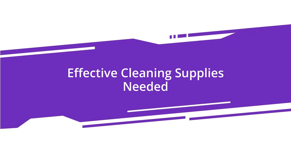 Effective Cleaning Supplies Needed